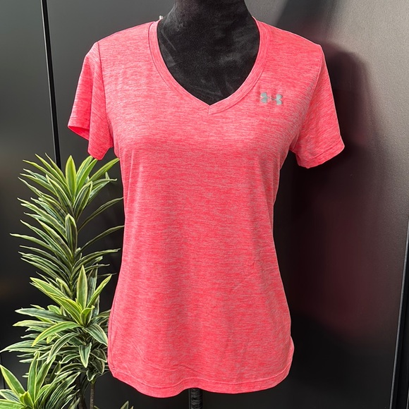Under Armour Heat Gear V-neck pullover,logo,athletic,Heathered orange - Picture 1 of 7